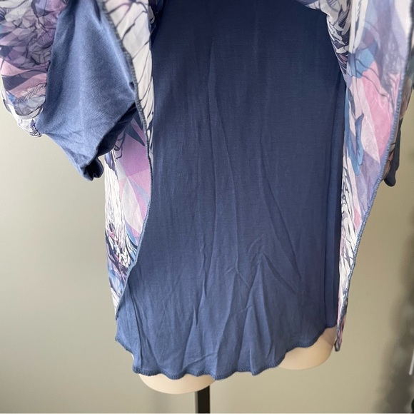 Creation Silk Batwing Blouse Tunic Top Long Longline Floral Purple Size Small - Picture 7 of 9